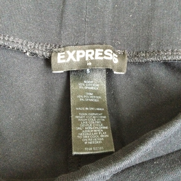 EXPRESS Leggings Black Faux Leather Side Trim Size S - Picture 3 of 3